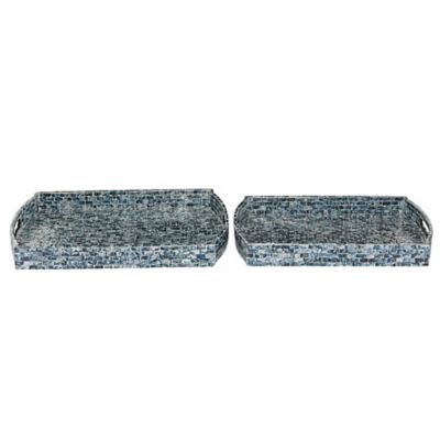 Image showing  Blue Wood Coastal Trays, Assorted, 2 pc.