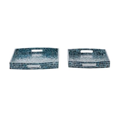 Image showing  Blue Wood Coastal Trays, Assorted, 2 pc.