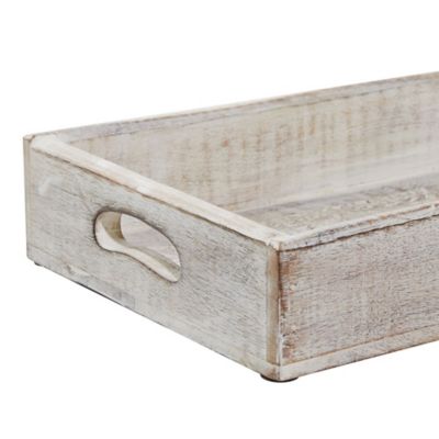 Image showing  White Wood Tray Set of 3 16, 18, 20 in. W