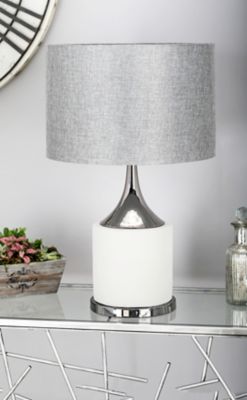 Harper & Willow Gray Cement Table Lamp with Drum Shade 15" x 15" x 24"
