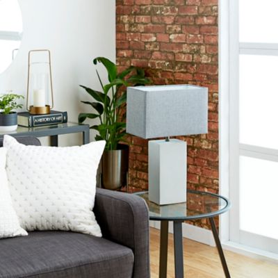 Harper & Willow Gray Cement Table Lamp with Square Shade 15" x 9" x 23"