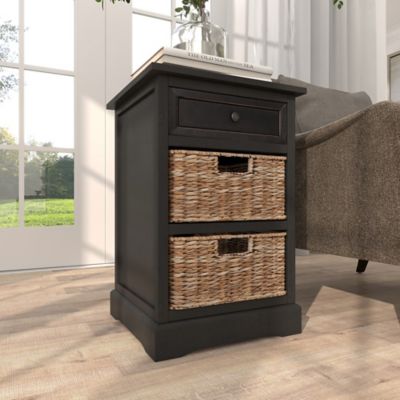 Harper & Willow Black Wood Traditional Storage Unit, 16 in. x 13 in. x 28 in.