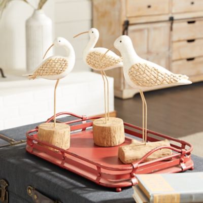 Harper & Willow Polystone Contemporary Birds Sculpture, 15 in., 15 in., 14 in., White, 3 pc.