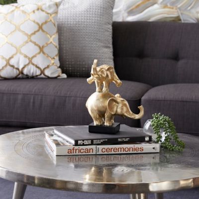 Harper & Willow Gold Polystone Contemporary Elephant Sculpture, 8 in. x 6 in. x 10 in.