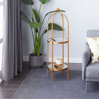 Harper & Willow 16 in. x 18 in. x 46 in. 2-Shelf Metal Shelving Unit, Gold