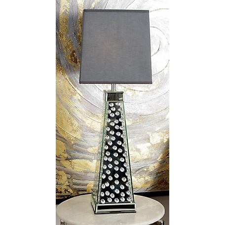 Harper & Willow Silver Glass Mirrored Table Lamp 10" x 10" x 29"