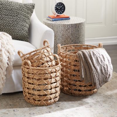 Harper & Willow Brown Fabric Coastal Storage Basket Set, Assorted, 3 pc.