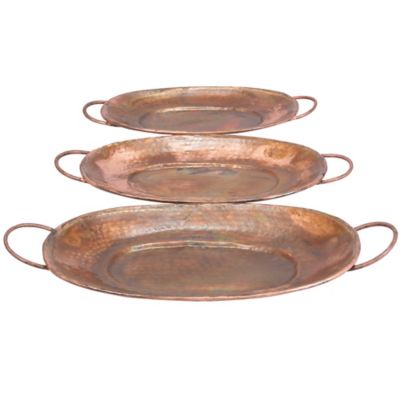 Image showing  Copper Metal Tray Set of 3 27 in.W, 3 in.H