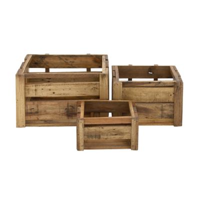 Image showing  Brown Wood Farmhouse Storage Basket Set, Assorted, 3 pc.