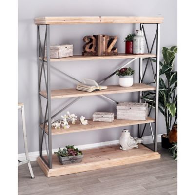Harper & Willow 48 in. x 17 in. x 60 in. 5-Shelf Wooden Shelving Unit, Brown