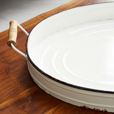 Image showing  White Metal Farmhouse Tray, Set of 2, 21 in., 18 in., 59497