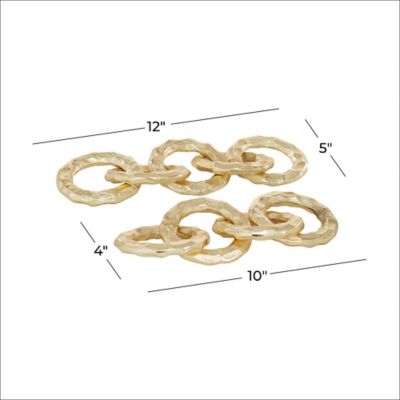 Image showing  Aluminum Contemporary Geometric Sculpture Set, 12 in., 10 in., Gold, 2 pc.