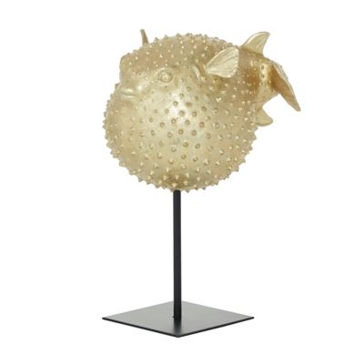 Image showing  Polyresin Coastal Fish Sculpture, 10 in. x 7 in. x 14 in., Gold