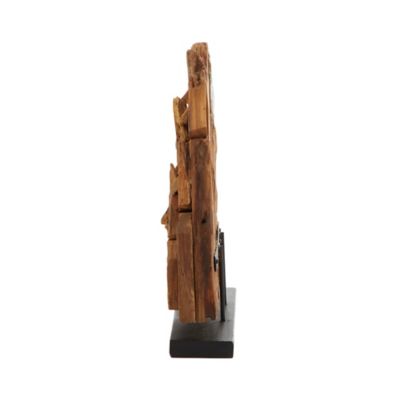 Image showing  Brown Teak Wood Bohemian Abstract Sculpture, 13 in. x 4 in. x 16 in.