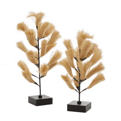 Image showing  Brown Wood Coastal Floral and Botanical Sculpture, Set of 2, 20 in., 16 in.