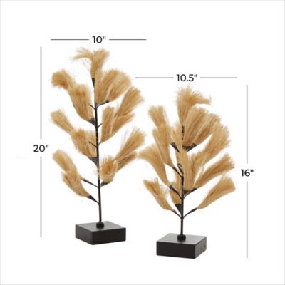 Image showing 7 th Harper & Willow Brown Wood Coastal Floral and Botanical Sculpture, Set of 2, 20 in., 16 in.