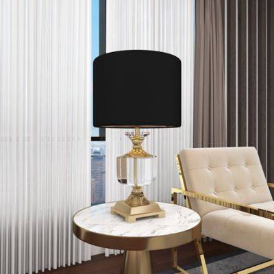 Harper & Willow Black Crystal Table Lamp with Gold Accents 14