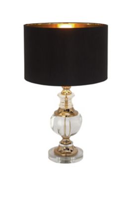 Image showing  Black Crystal Table Lamp with Gold Accents 14" x 14" x 24"