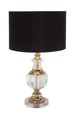Image showing  Black Crystal Table Lamp with Gold Accents 14" x 14" x 24"