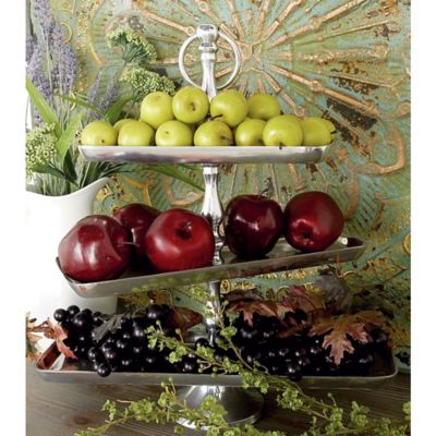 Harper & Willow Silver Aluminum 3 Level Tiered Server 18" x 6" x 19"