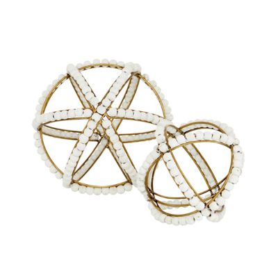 Image showing  White Metal Farmhouse Geometric Sculpture, Set of 2, 7 in., 5 in., 43405