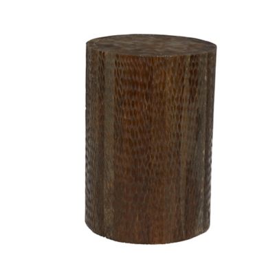 Image showing  Brown Teak Wood Intricately Carved Accent Table 12 in. x 12 in. x 18 in.