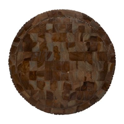 Image showing  Brown Teak Wood Intricately Carved Accent Table 12 in. x 12 in. x 18 in.