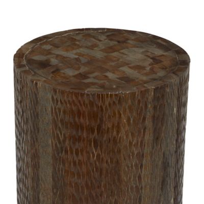 Image showing  Brown Teak Wood Intricately Carved Accent Table 12 in. x 12 in. x 18 in.