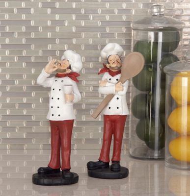 Harper & Willow Multi-Colored Polystone Traditional Chef Sculpture, Set of 2, 4 in., 12 in., 76481