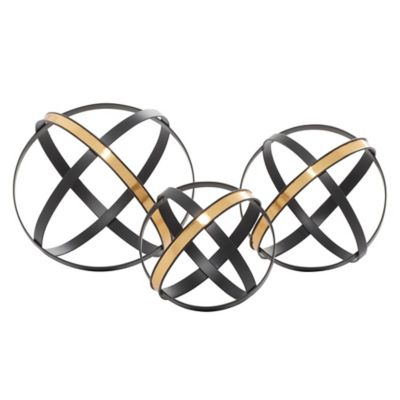 Image showing  Metal Contemporary Geometric Sculpture, 6 in., 5 in., 4 in., Black, 3 pc.