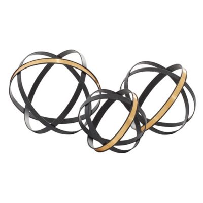 Image showing  Metal Contemporary Geometric Sculpture, 6 in., 5 in., 4 in., Black, 3 pc.
