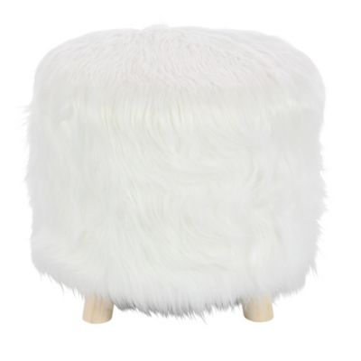 Image showing  19 in. x 19 in. x 16 in. Faux Fur Polyester Stool, White