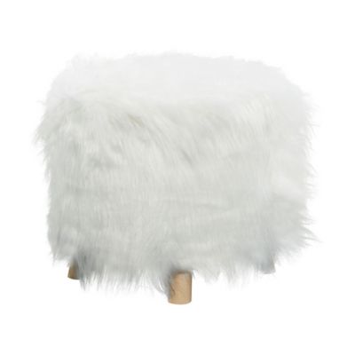 Image showing  19 in. x 19 in. x 16 in. Faux Fur Polyester Stool, White