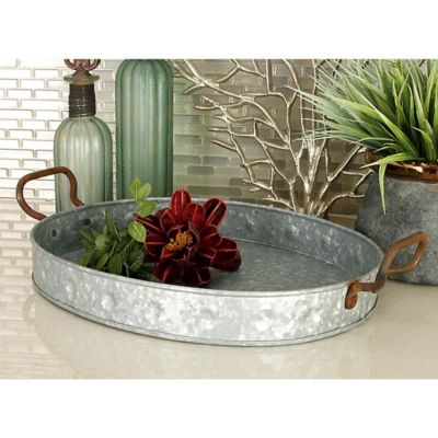 Harper & Willow Grey Metal Farmhouse Tray, Set of 3, 21 in., 19 in., 18 in.