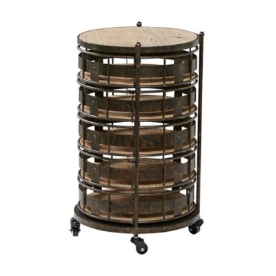 Image showing  6-Shelf Metal Rolling Kitchen Storage Cart, 17 in. x 17 in. x 28 in., Brown