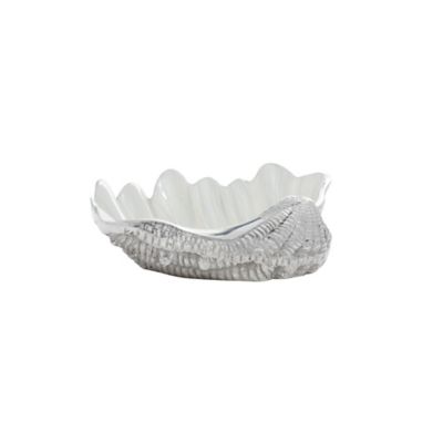 Image showing  Shell Serving Bowl with Enamel Interior, 12 in. x 9 in. x 3 in., White