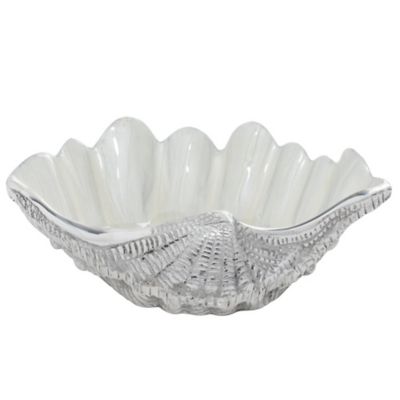 Image showing  Shell Serving Bowl with Enamel Interior, 12 in. x 9 in. x 3 in., White