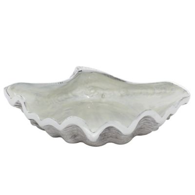 Image showing  Shell Serving Bowl with Enamel Interior, 12 in. x 9 in. x 3 in., White