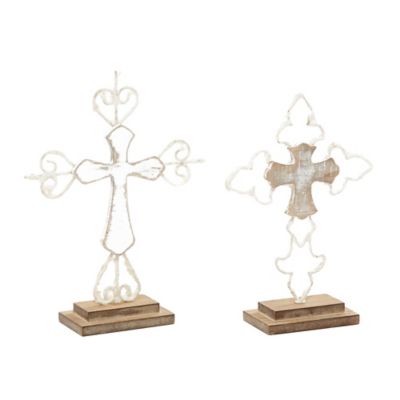 Image showing  Brown Wood Contemporary Cross Sculpture, Set of 2, 13 in., 12 in.