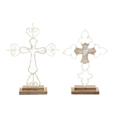 Image showing  Brown Wood Contemporary Cross Sculpture, Set of 2, 13 in., 12 in.