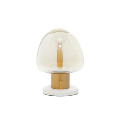 Image showing  Gold Metal Table Lamp with Clear Dome Shaped Shade and Marble Base 10" x 10" x 14"