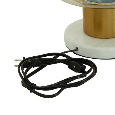 Image showing  Gold Metal Table Lamp with Clear Dome Shaped Shade and Marble Base 10" x 10" x 14"
