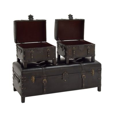 Image showing  Brown Wood Traditional Storage Bench, Set of 3, 48 in., 19 in., 19 in., 74474