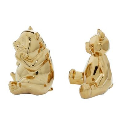 Image showing  Porcelain Glam Bears Sculpture, Set of 2, 7 in., 8 in.