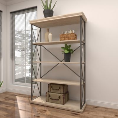 Harper & Willow 48 in. x 17 in. x 72 in. 5-Shelf Wooden Shelving Unit, Brown