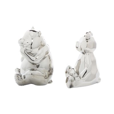 Image showing  Porcelain Glam Bears Sculpture, Set of 2, 7 in., 8 in., 57160