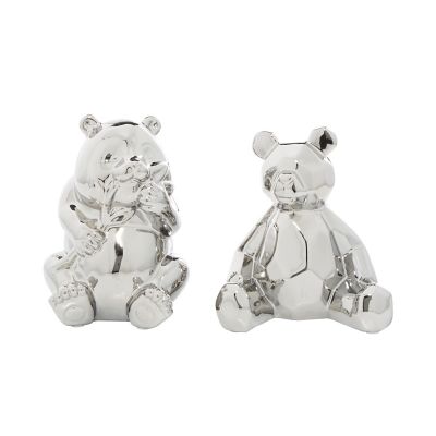 Image showing  Porcelain Glam Bears Sculpture, Set of 2, 7 in., 8 in., 57160