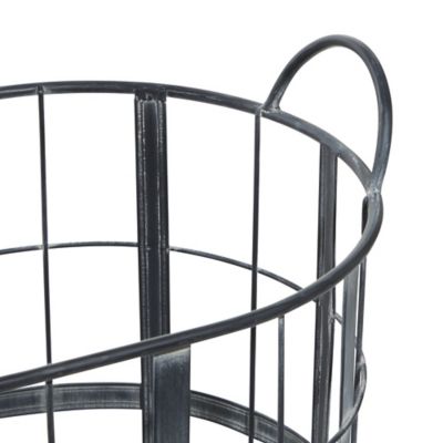 Image showing  Black Metal Storage Basket with Wheels and Handles Set of 2 25 in., 22 in.H