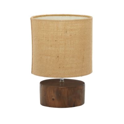 Image showing  14 in. H Wood Rustic Table Lamp, Brown