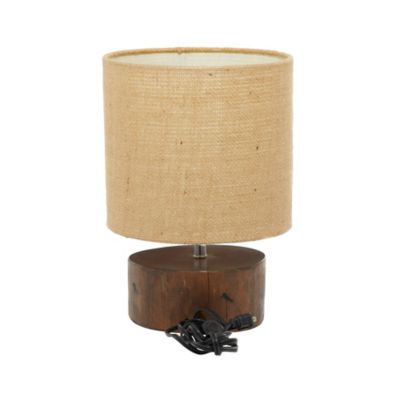 Image showing  14 in. H Wood Rustic Table Lamp, Brown